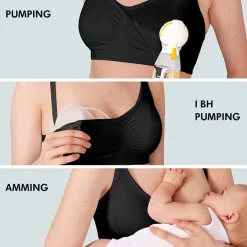 3-In-1 Nursing And Pumping Bra Black XXL