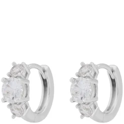 Jen Stone Ring Earrings Silver Clear Onesize