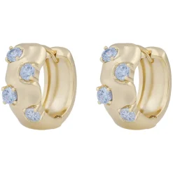 Jen Stone Wide Ring Earrings Gold Light Blue Onesize