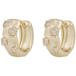 Jen Stone Wide Ring Earrings Gold Champagne Onesize