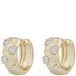 Jen Stone Wide Ring Earrings Gold Clear Onesize