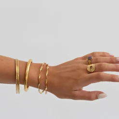 Juniper Wavy Twisted Bangle Bracelet Stainless Steel