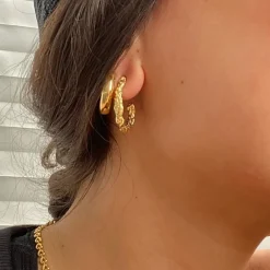 Lana Creoles Medium Gold Plated 25mm