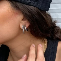 Lana Creoles Medium Steel 25mm