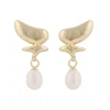 Lauren Big Pendant Earring Gold/White