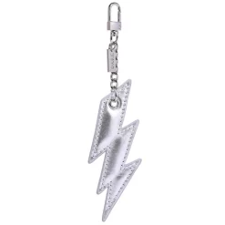 Leather Lightning Charm Nappa Silver