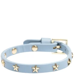 Leather Star Stud Bracelet Mini Light Blue