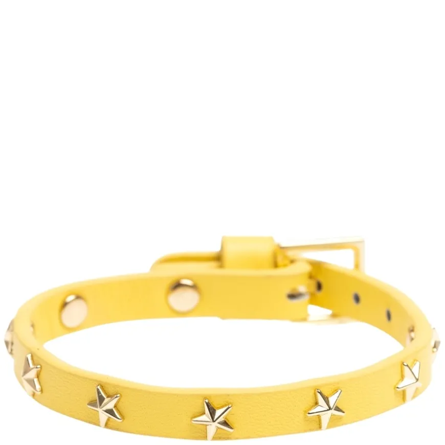 Leather Star Stud Bracelet Mini Yellow