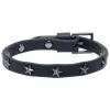 Leather Star Stud Bracelet Mini Black With Gun