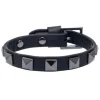 Leather Stud Bracelet Black With Gun