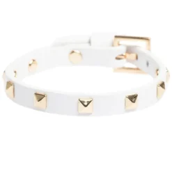 Leather Stud Bracelet Mini White