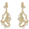 Line Short Earring Gold/White Onesize
