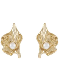 Line Small Shell Earring Gold/White Onesize