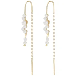 Line Tassle Earring Gold/White Onesize