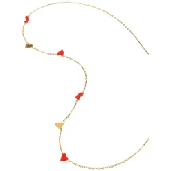 Linnea Heart Chain Necklace Red And Gold