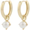 Lucy Ring Pendant Earrings Gold White Onesize