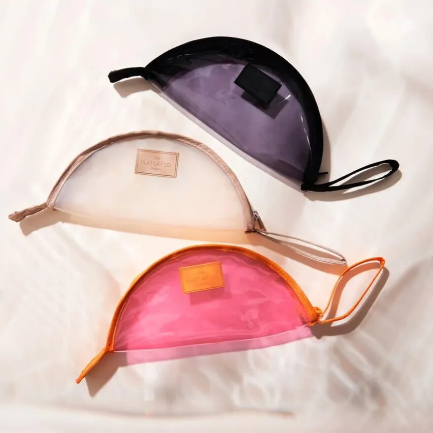 Lunar Flat Lay Makeup Pouch Pink and Orange