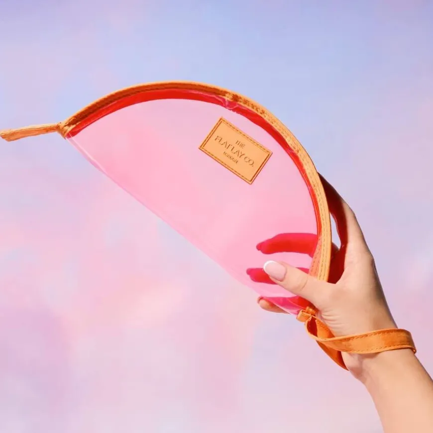Lunar Flat Lay Makeup Pouch Pink and Orange