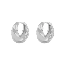 Lydia Big Twist Ring Earring Plain Silver Onesize