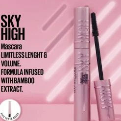 Maybelline Lash Sensational Sky High Mascara Black + Garnier Micellar Cleansing Water Normal & Sensitive Skin
