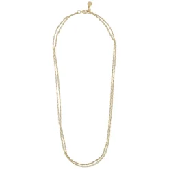Mayfair Double Necklace Plain Gold 42cm