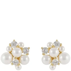 Mayfair Irregular Pearl Earring Gold/White