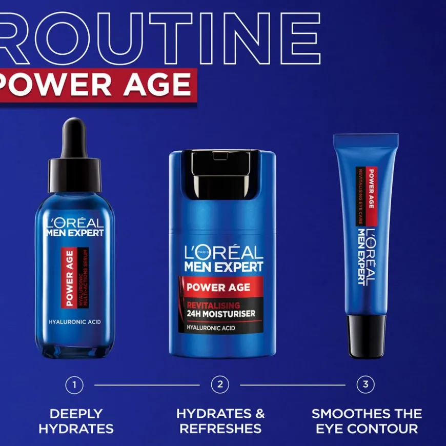 Men Expert Power Age Hyaluronic Multi-Action Serum 30ml + Power Age Revitalizing Moisturiser 50ml