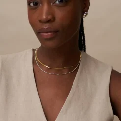 Mixed Plate Snake & Bead Chain 2 Row Necklace