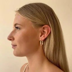 Moe Ring Earring Plain Gold 25mm