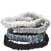 Mulberry Silk Skinny Scrunchies White, Light Grey, Blue, Black 4pcs