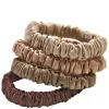 Mulberry Silk Skinny Scrunchies, Beige, Light Brown, Brown, Coffee 4pcs