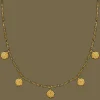 Multi Coin Figaro Drop Necklace