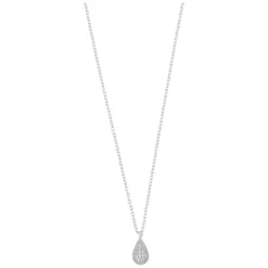 Naomi Drop Pendant Necklace Silver/Clear 45cm