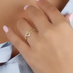 Nisi Heart Ring Gold Small