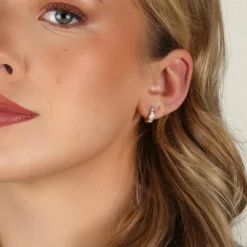 Nisi Stone Hoop Earring Gold 8mm