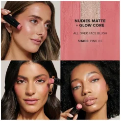Nudies Matte + Glow Core All Over Face Blush Color Pink Ice 5g