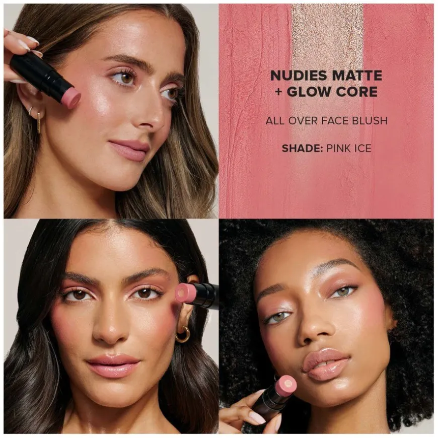 Nudies Matte + Glow Core All Over Face Blush Color Pink Ice 5g