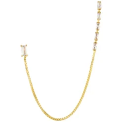 Orelia Baguette Fine Chain Link Earring