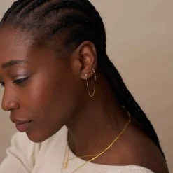 Orelia Baguette Fine Chain Link Earring