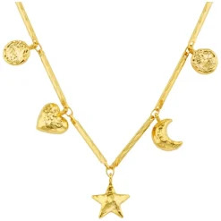 Orelia Bar Link & Molten Charm Necklace