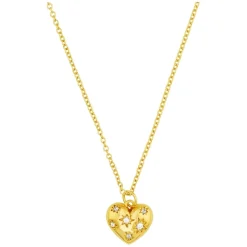 Orelia Crystal Starbust Heart Charm Necklace
