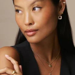 Orelia Crystal Starbust Heart Charm Necklace