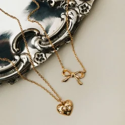 Orelia Crystal Starbust Heart Charm Necklace