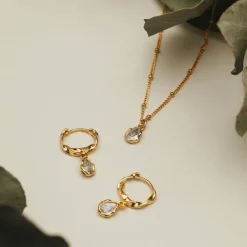 Orelia Organic Crystal Teardrop Necklace