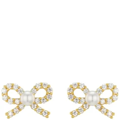 Orelia Pearl & Crystal Bow Stud Earrings