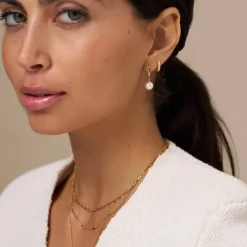 Orelia Pearl Drop Huggie Hoops