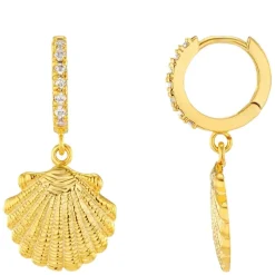 Orelia Shell Pavé Huggie Hoop Earrings