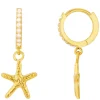 Orelia Starfish & Pearl Micro Hoop Earrings