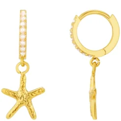 Orelia Starfish & Pearl Micro Hoop Earrings