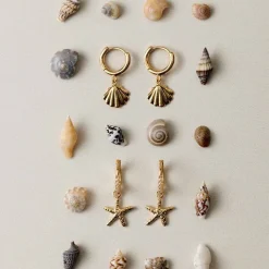 Orelia Starfish & Pearl Micro Hoop Earrings